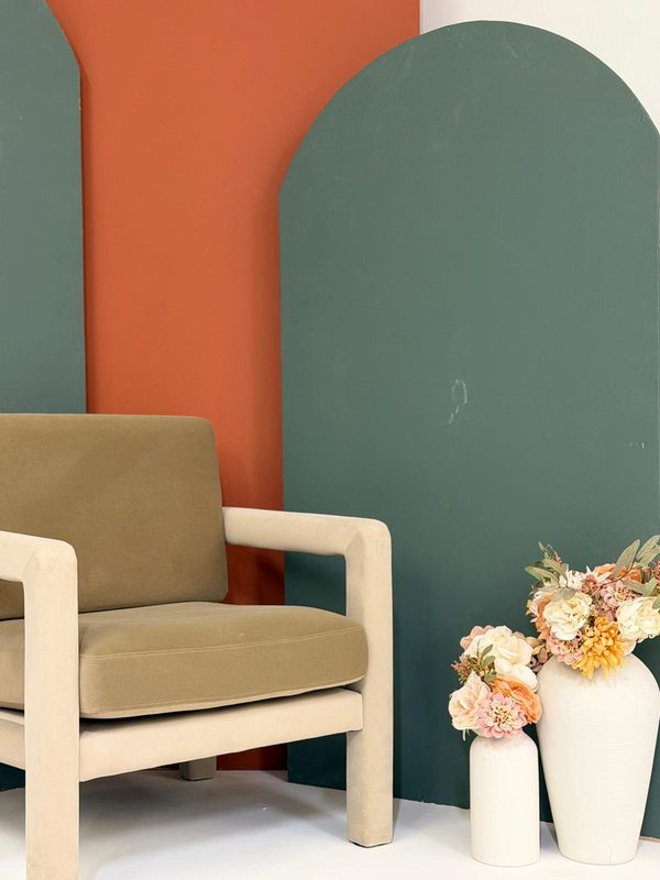 Bouclé chair with flowers