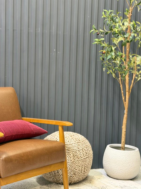 Yellow wall leather chair